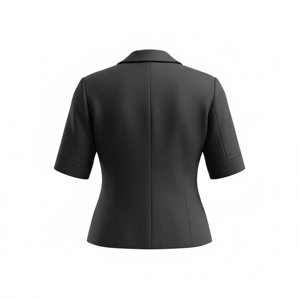 Apostrophe Black V-Neck Collared Lined Short Slee… - image 2